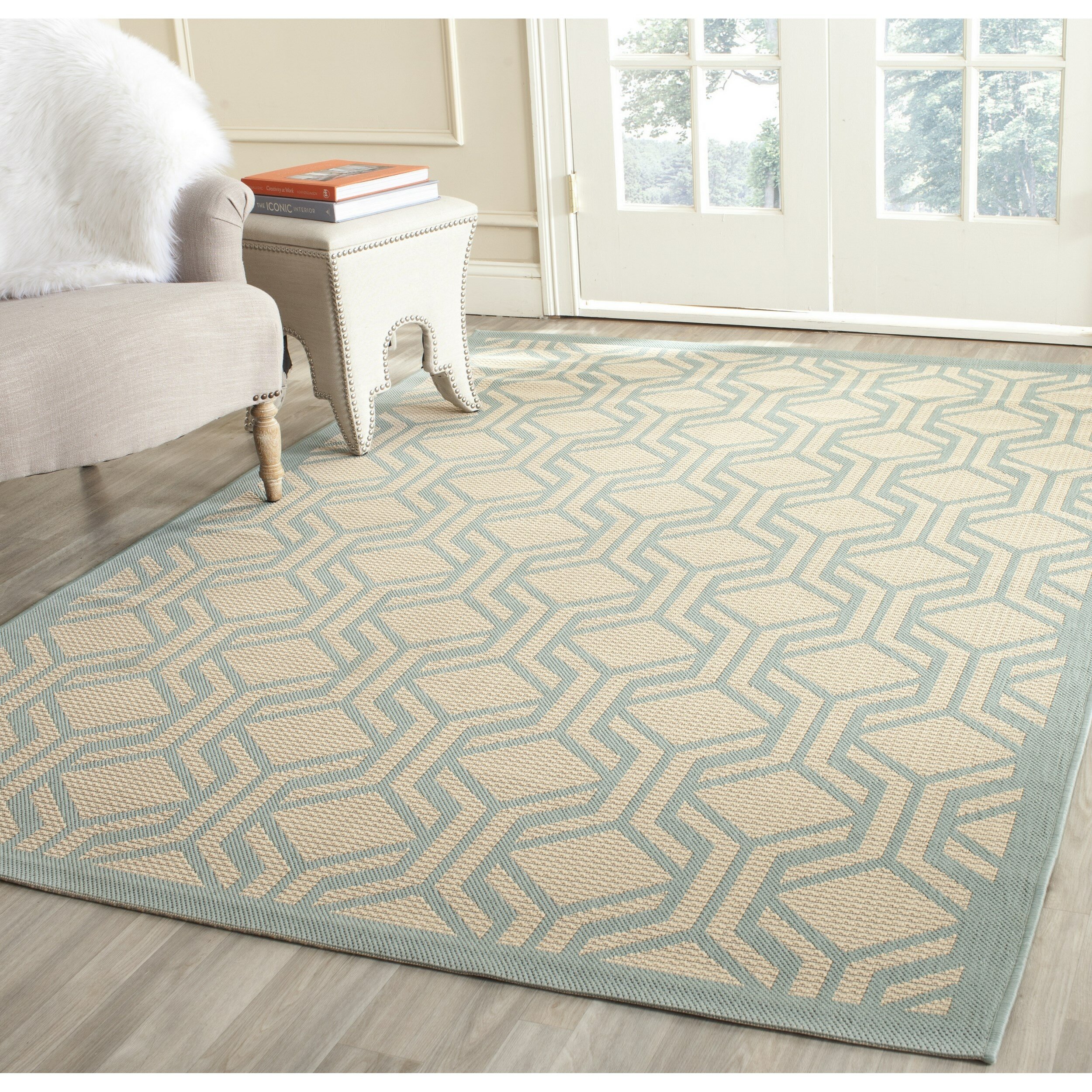 Safavieh Courtyard Beige Aqua Indoor Outdoor Rug Reviews Wayfair