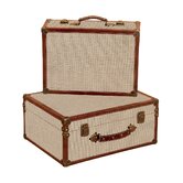 Burlap 2 Piece Decorative Suitcase Set