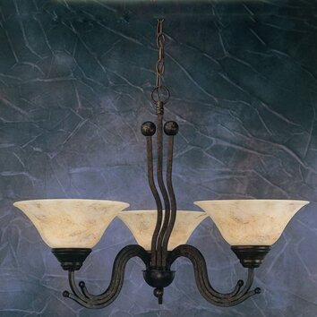 Toltec Lighting Wave 3 Light Chandelier with Italian Marble Glass