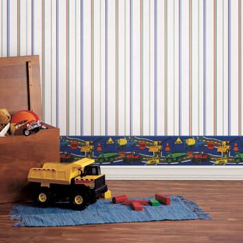 Kids World The Big Dig Dark Construction Trucks 33 x 20.5 Stripe