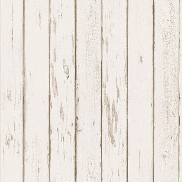 Northwoods Distressed Plank Wallpaper in Off White