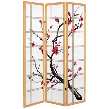 Oriental Furniture 71 x 47.25 Tall Blossom 3 Panel Room Divider