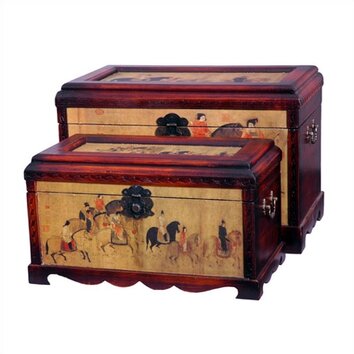 Oriental Furniture Galloping Horses Oriental Storage Trunk