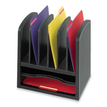 Two Shelf Organizer with Six Slots in Black