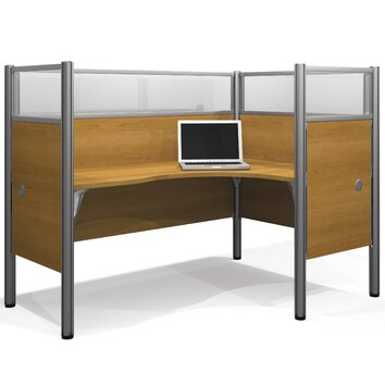 Pro Biz Single Right L Desk Workstation With 4 Melamine Privacy Panels