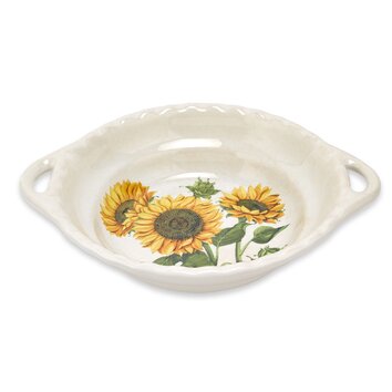 Lorren Home Trends Sunflower Round Scalloped Serving Bowl With Handles