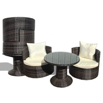 Deeco Geo Vino 3 Piece Seating Group with Cushions