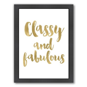 Classy Fabulous Gold White by Amy Brinkman Framed Textual Art