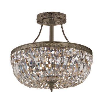 Crystorama Traditional Crystal 3 Light Semi Flush Mount