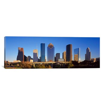 Panoramic Skyscrapers Against Blue Sky, Houston, Texas Photographic