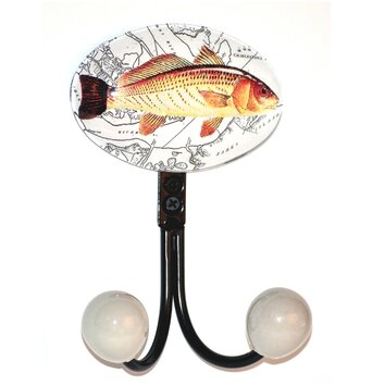 Charleston Fish Glass Inlay Double Hook