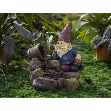 Polyresin and Fiberglass Thinking Gnome Fountain