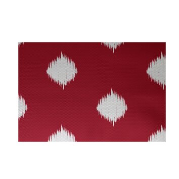 Hol I kat Decorative Holiday Ikat Print Red Indoor/Outdoor Area Rug