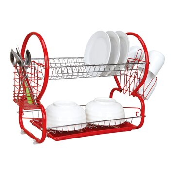 Home Basics 2 Tier Dish Drainer Reviews Wayfair   Home Basics 2 Tier Dish Drainer DD3037 