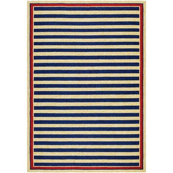 Covington Nautical Stripes Navy/Red Indoor/Outdoor Area Rug