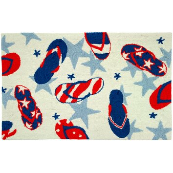 Patriotic Sandals Beige Area Rug