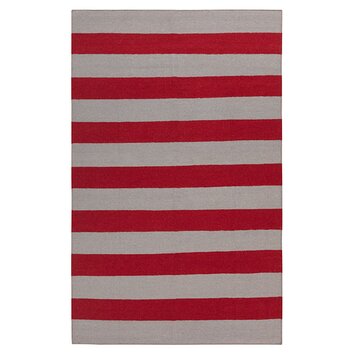 Frontier Carmine/Gray Striped Area Rug