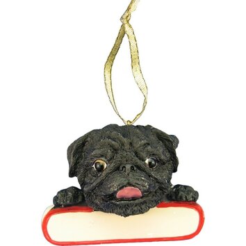 SantaS Pals Pug Black Ornament