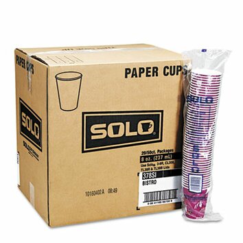 Solo Cups Company Bistro Design Hot Drink Cups, 20 Bags of 50/Carton