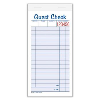 Part Carbonless Guest Check Pad