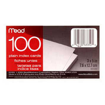 Cards Index Plain 3 X 5 100 ct