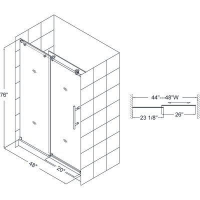 Enigma X 76 x 48 Sliding Fully Frameless Shower Door by Dreamline