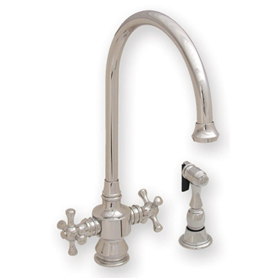 Vintage III Two Dual Handle Single Hole Kitchen Faucet with Cross Handle and Side Spray | Wayfair