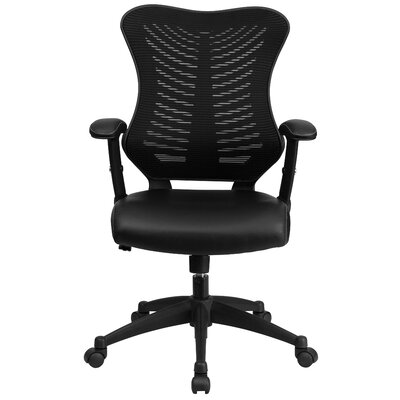 High-Back Leather Chair with Arms