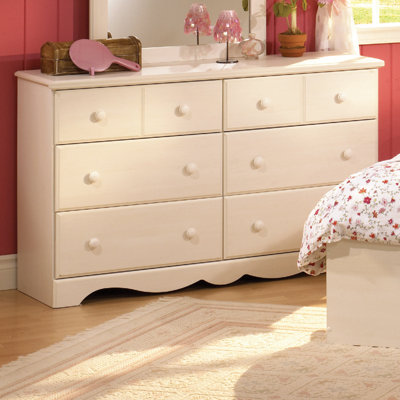 South Shore Summer Breeze White Wash Kids 6 Drawer Double Dresser 3210 027