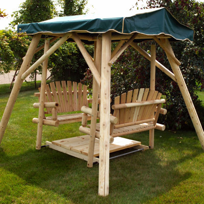 Moon Valley Rustic Double Glider Porch Swing with Stand