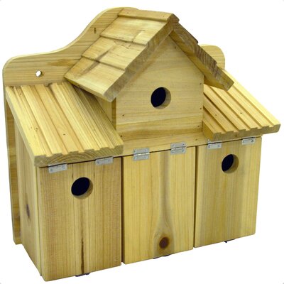 Triple Solid Wood Wall Mounted Bird House by House Additions