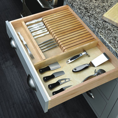 kitchen drawer organizer for knives means less clutter on the counter top