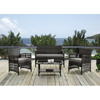 Bay Isle Home 4 Piece Seating Group with Cushion