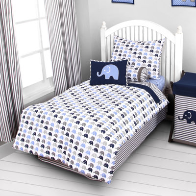 Bacati Elephants 3 Piece Toddler Sheet Set EBGRSS EPGRSS