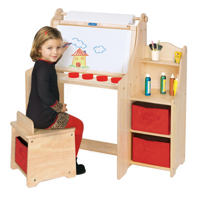 Guidecraft Art Equipment 36″ W Art Desk Set with Storage Storage G51032