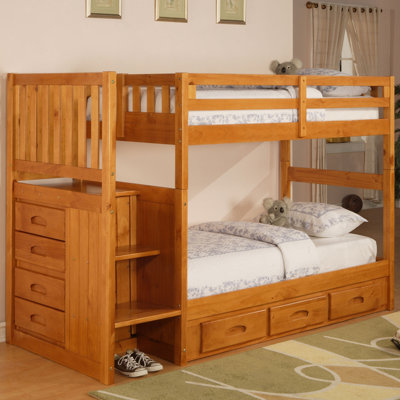 Discovery World Furniture Weston Twin over Twin Bunk Bed with Stairs and Storage 2814
