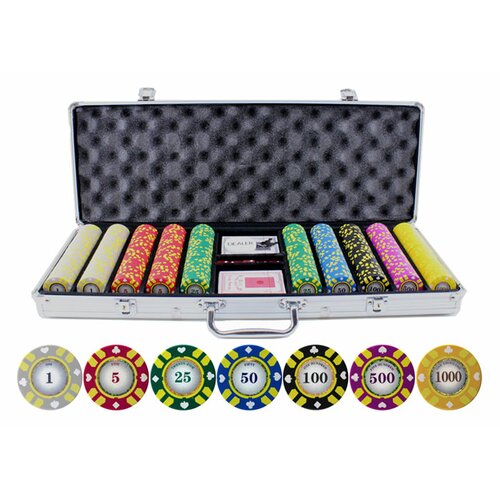 JP Commerce 500 Piece Stripe Suited V2 Clay Poker Chips Set