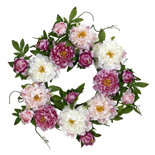 Peony Wreath by Nearly Natural