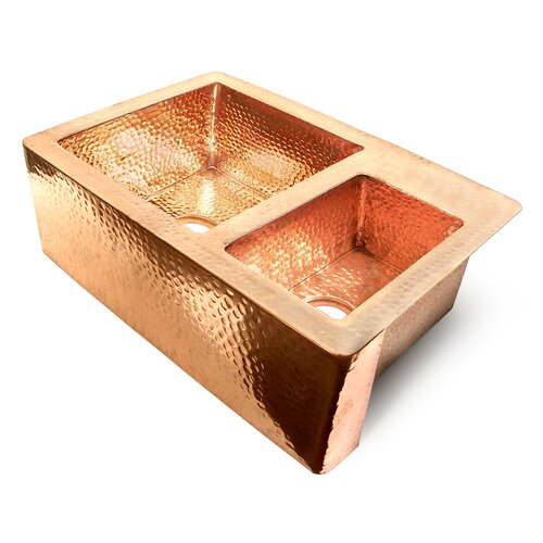 Copper 33 x 22 60/40 Double Bowl Farmhouse Kitchen Sink by DVontz