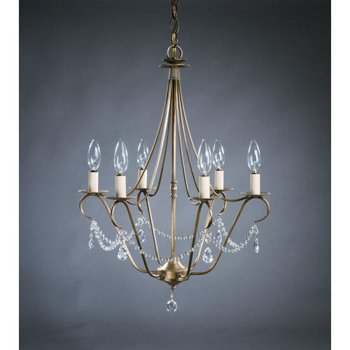Chandelier 6 Light Candelabra Sockets Hanging Chandelier with Crystals