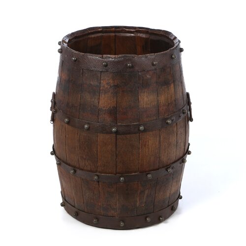 Antique Revival Vintage Studded Barrel with Iron Handles