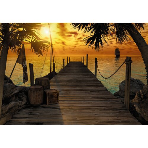 Brewster Home Fashions Komar Treasure Island Dock Wall Mural