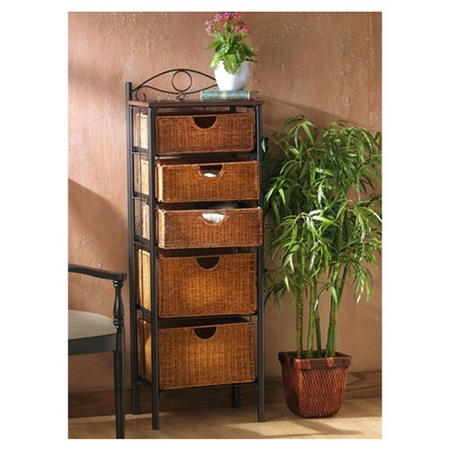 Wildon Home ® Iron/Wicker Five Drawer Storage Unit