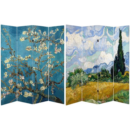 71 x 63 Tall Almond Blossoms / Wheat Field 4 Panel Room Divider by