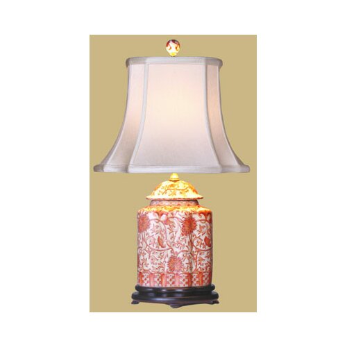 Oriental Furniture Porcelain Scallops Jar 22 H Table Lamp with Bell