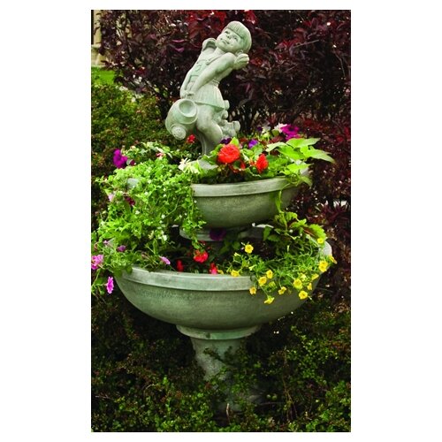 Cast Stone 3 Piece Blooming Saucer Tiered Fountain by Henri Studio