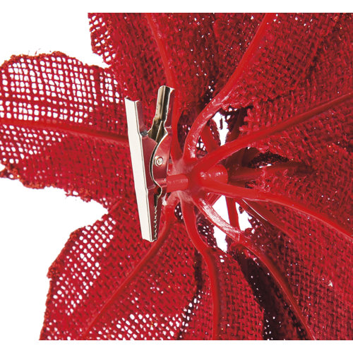 Burlap Poinsettia Clip on Ornament Wayfair