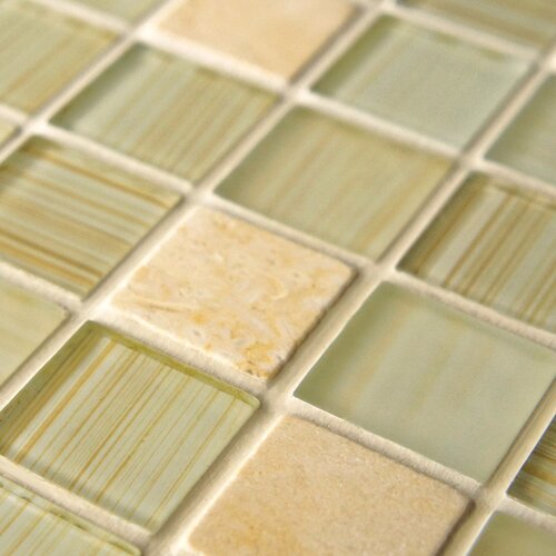 EliteTile Chroma 0.875 x 0.875 Glass and Natural Stone Mosaic Tile