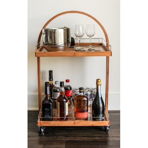 Corner II LTD Tivoli Bamboo Rolling Bar Cart