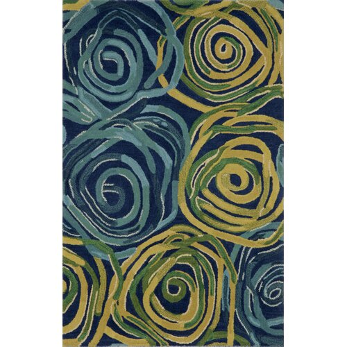 Liora Manne Tivoli Rambling Rose Navy/Yellow Area Rug